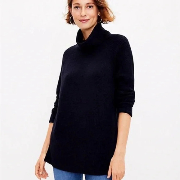 Loft navy blue Cowl Sweater Tunic size small - Picture 1 of 5